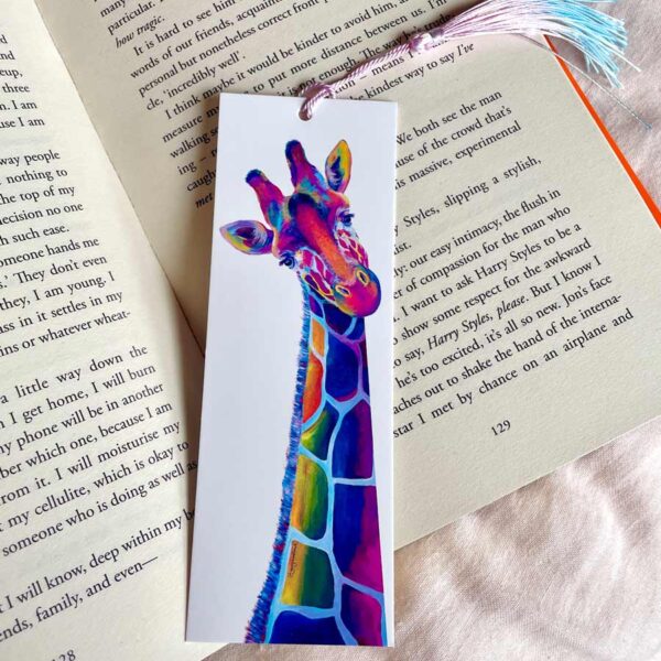 Colourful giraffe bookmark with tassel