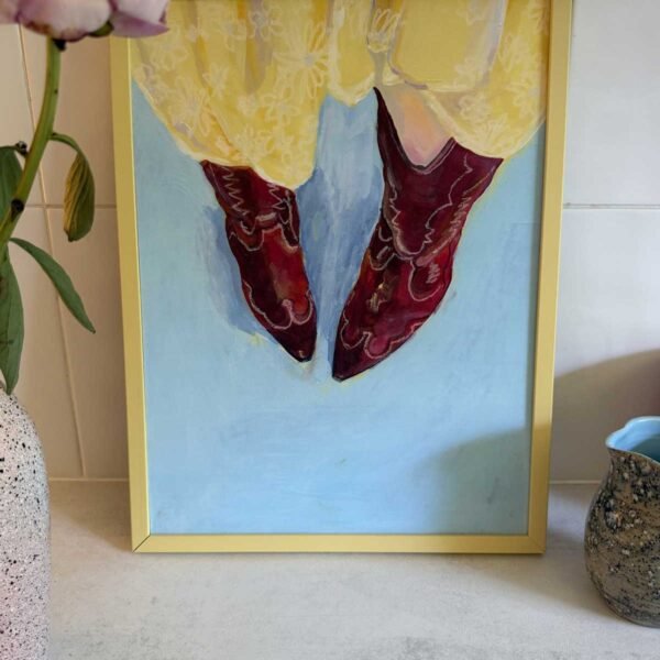 Cowboy Boots on blue - art print