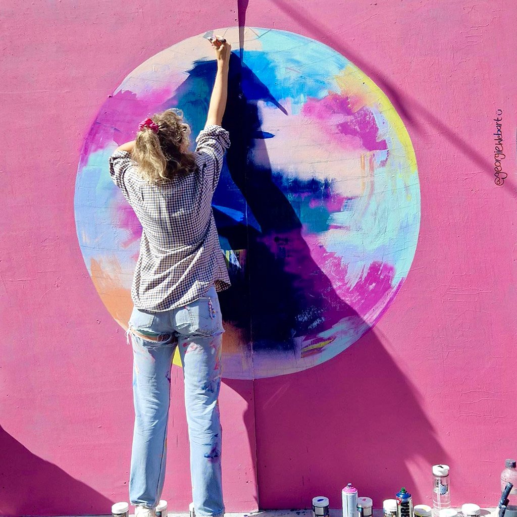 Painting mural globe