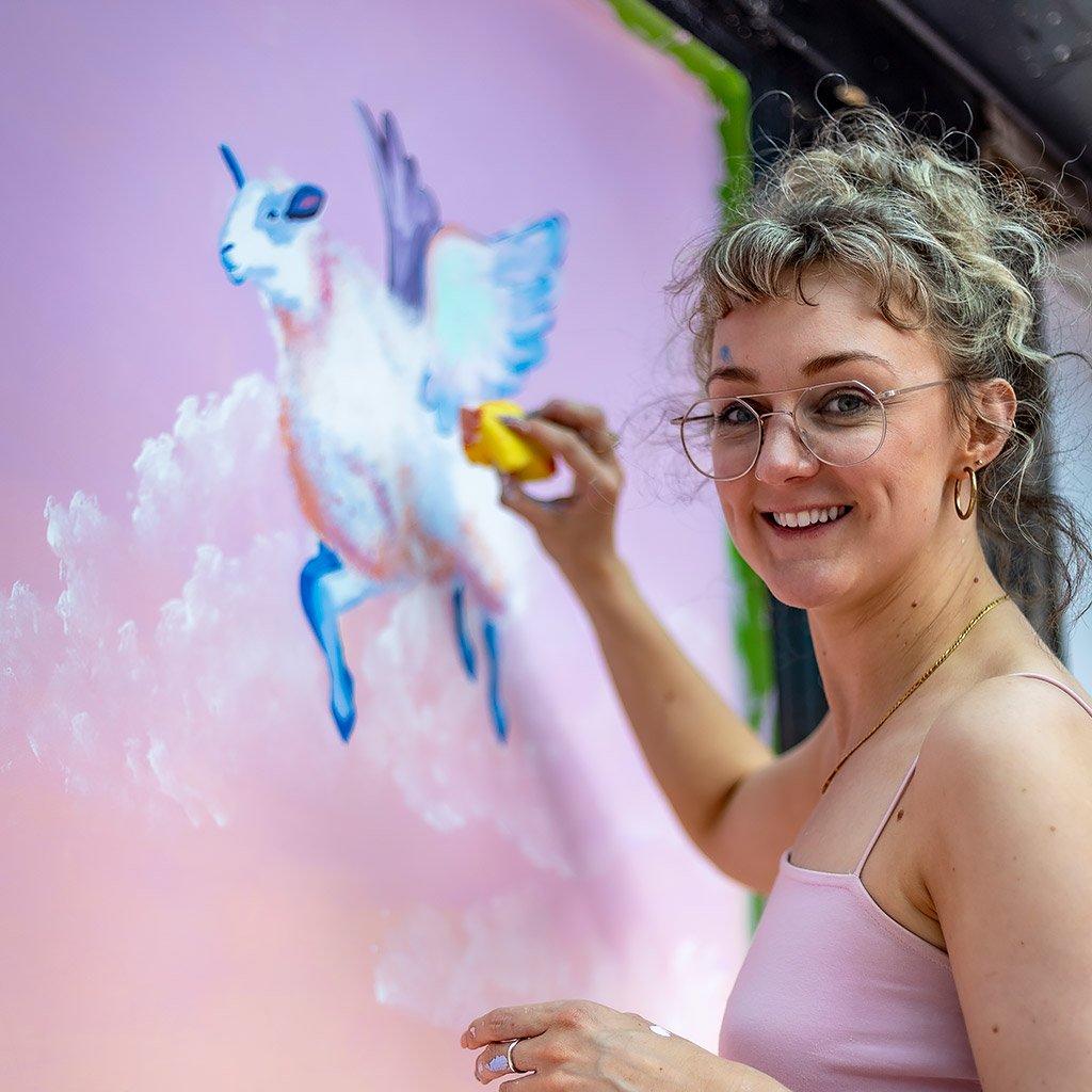 Painting sky mural